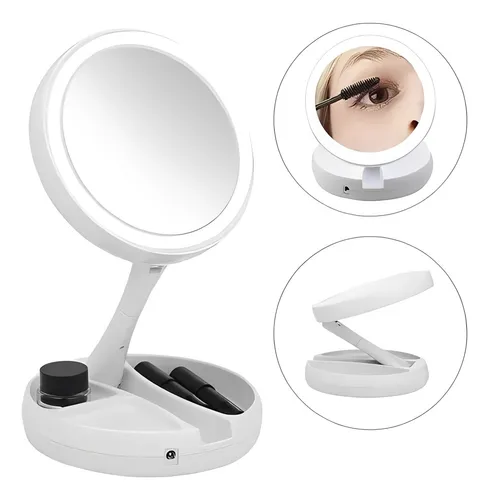Espejo De Maquillaje Tocador Con Aro Led Plegable 1x Y 10x