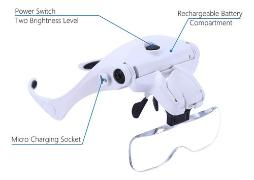 Lupa De Cabeza Led Recargable Luz De Lupa De Relojero Joyero