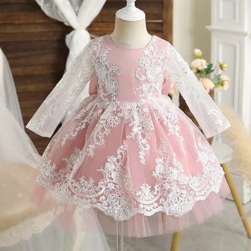 Vestido De Bebé De Fiesta Mini-mi Modelo Aurora Rosa