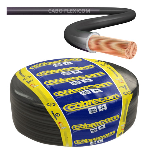 Fio Cabo Flexivel 16mm Cobrecom Rolo Lacrado Com 100 Metros