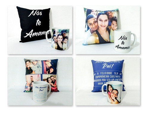 Kit Almofada E Caneca Presente Com Fotos Nomes Datas Frases 