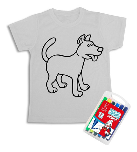 Camiseta Perro Animales  Para Colorear Marcador Lavable 