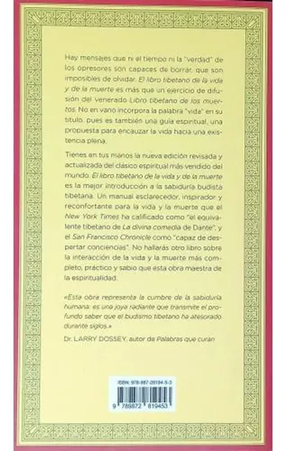 El Libro Tibetano de la Vida y de la Muerte - Sogyal Rimpoché - Urano  Vintage