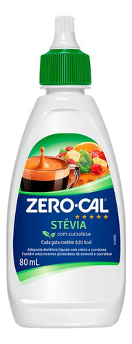 Zero Cal Stevia Adoçante Líq. 80ml - Stevia E Sucralose