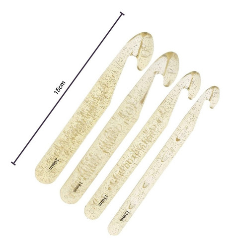 Imagen 4 de 7 de Set De 4 Crochet Jumbo Grueso 12 A 20mm + Accesorios (31pcs)