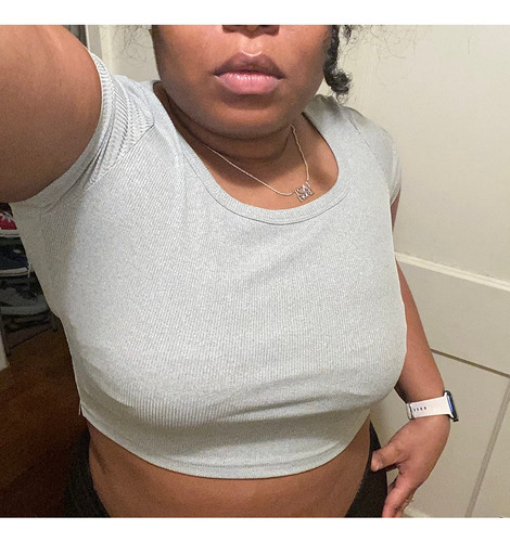 Blusa Crop Top Elástica Manga Corta Algodón Verano Sexy