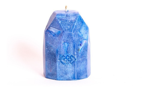 Kit De 2 Velas Forma De Cuarzo Ágata Azul Cera Sustentable Azul
