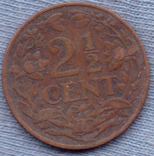 Imagen 1 de 2 de Holanda 2 1/2 Cents 1916 * Wilhelmina I * Rara *