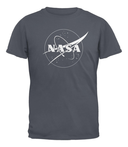 Nasa Outline Logo Charcoal Grey Adult T-shirt - Medium