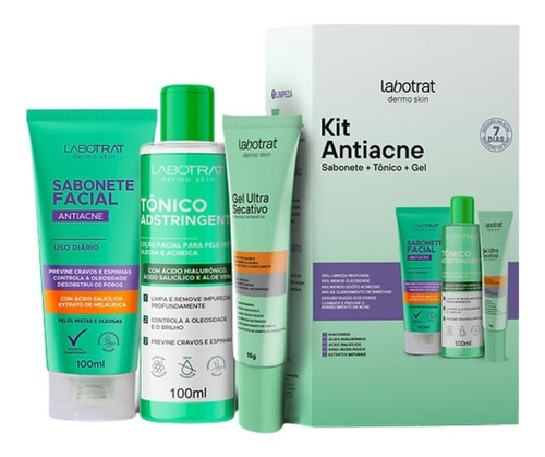 Kit Sabonete Gel Secativo E Tônico Facial Antiacne Labotrat