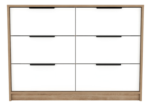Comoda Kassio Dos Puertas Abatibles Café Claro Y Blanco