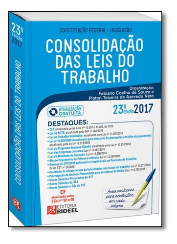 Consolidação Das Leis Do Trabalho, De Fabiano Coelho De Souza. Editora Rideel Juridico, Capa Mole Em Português