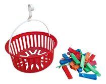 Comprar Canasto Con Gancho Para Tender Mas 24 Broches De Colores