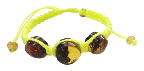 Imagen 1 de 1 de Pulsera De Ámbar Y Macramé Para Dentición Bebé