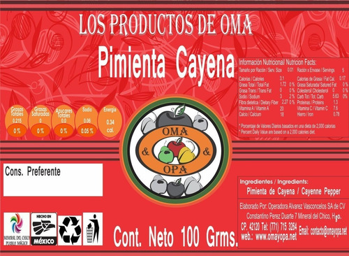 Pimienta Cayena En Polvo 100 Grms 2 Piezas