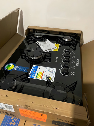 Cooktop 5 Bocas Fogão A Gás Atalanta Preto Realce Bivolt Biv