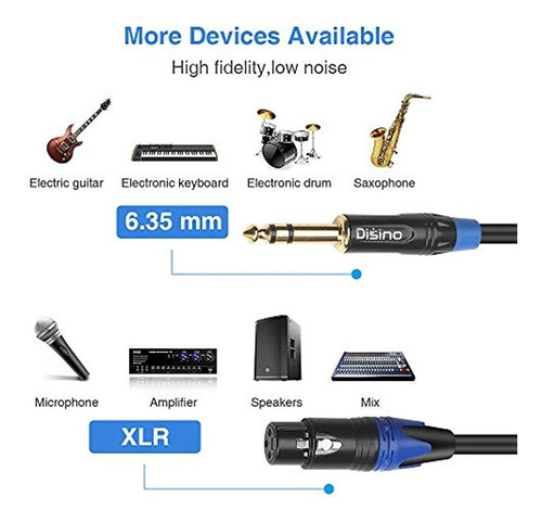 Disino Xlr Hembra A 1/4 De Pulgada 6,35 Mm Trs Cable Jack Es