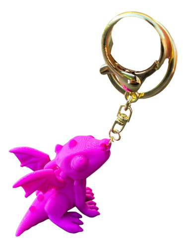 Llavero De Dragón Animado Impresión 3d Accesorios Regalo Fucsia