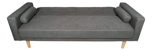 Sofá Cama 3 Plazas Elegante | Para Hogar Oficina Sala Gris Oscuro Liso