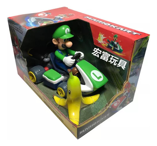 Mariokart - Luigi Megagiros 360° Con Banana - 13 Cm Largo Color Verde
