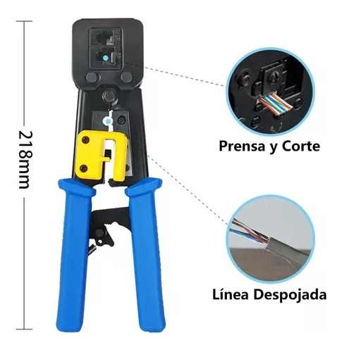 Kit Crimpeadora Ez Rj45 + 50 Conector Cat6 Prensa Anticorte