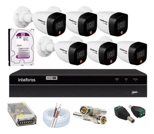 Kit Intelbras 6 Cam. 1220b Full Color Dvr 08ch 2tb Purple 