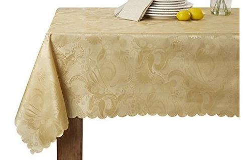 Violet Linen European Rose Design Oblongrectangle Tablecloth