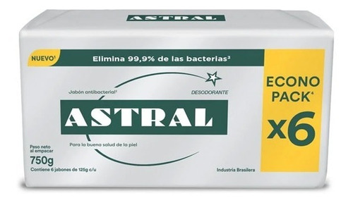 Jabón Astral 125g Plata Clásico Pack X 6