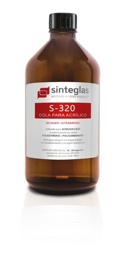 Cola Acrílica Sinteglas S-320 Secagem Ultra Rápida 250ml