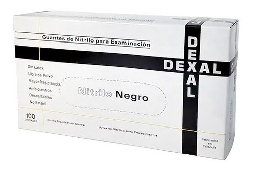 5 Cajas Guantes Nitrilo Negros Dexal Descartables X 100 Un. Color Negro Talle S