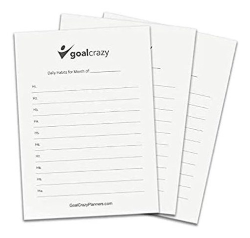 Goal Crazy Habit Cards Replacement Daily Tracker Scorecard