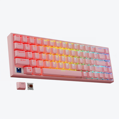 Tilted Nation Teclado 65% Rosa  Teclado Mecánico Compac.