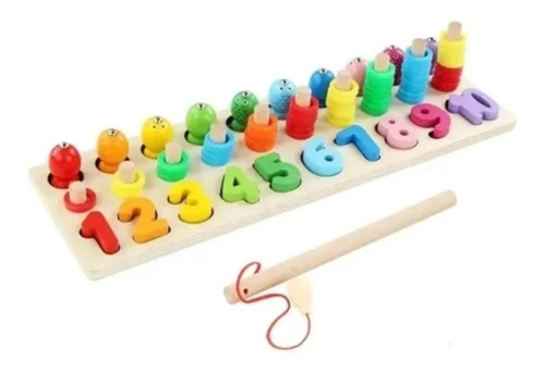 Puzzle Madera Matemático De Pesca Con Imán