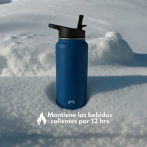 Magma Life Termo Para Café Y Agua De Acero Inoxidable 32 Oz (950 Ml): Contiene 3 Tapas Para Diferentes Tipos De Bebidas, Ideal Para Mantener La Temperatura Deseada (azul marino)