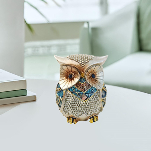 Q Estatua De Búho En Miniatura Figurina De Búho Plata