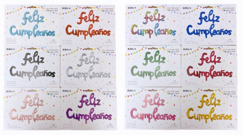 Globos Feliz Cumpleaños, 15 Letras Variados Colores. 40 Cm.