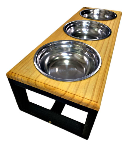 Comedouro Elevado Triplo Para Pets - M