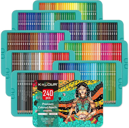Set 240 Lápices Dibujo Colores Y Estuche Profesional Artista
