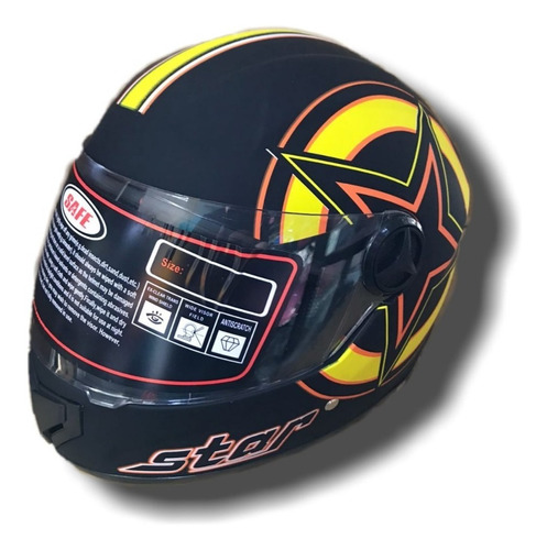 Casco Cerrado Adulto Negro Mate Star Integral Moto Motoneta