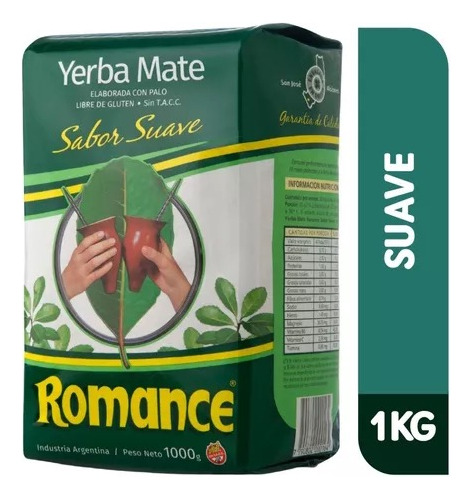 Oferta! Yerba Mate Romance Sabor Suave 1kg Misiones Sin Tacc