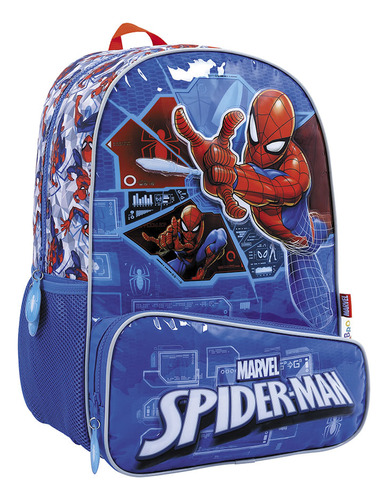 Spiderman mochila 16 espalda tech azul Wabro