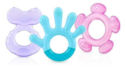 Nuby 3 Step Soothing Teether 3 Piece Set- Front, Middle, Bac