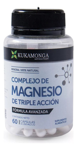 Complejo De Magnesio 60 Cápsulas De 500 Mg Magnesio Complex Sabor Sin Sabor