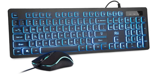 Combo Mouse Y Teclado Por Cable, Retroiluminado Rgb | Rii