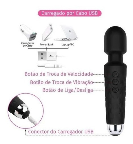 Imagem 3 de 9 de Varinha Magica Massageador Sem Fio Recarregavel Promoção Usb