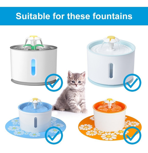 Imagen 3 de 10 de Pack 4 Filtro Bebedero Fuente Agua Eléctrica Gato Perro