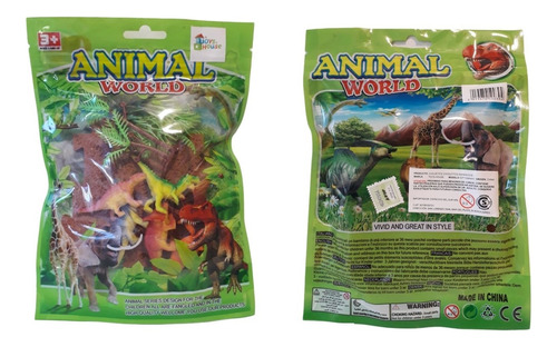 Set Muñecos Dinosaurios En Bolsa Animal World Faydi 526-0053