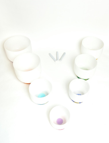 Imagen 2 de 12 de Set 7 Cuencos Parquer Cristal Cuarzo Diseño Chakras Cuota