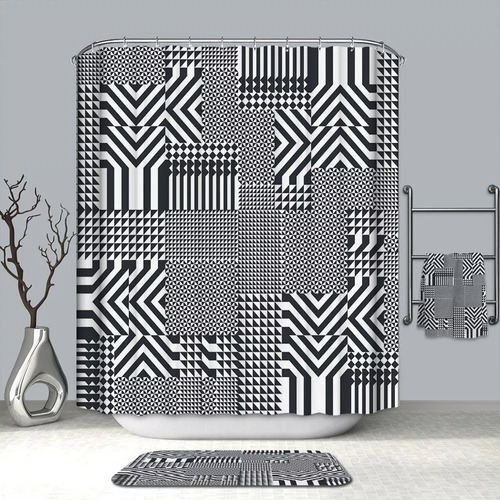 Cortina De Baño Vero Hogar Merida 180x180 Cm Abstracto