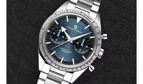 Reloj Hombre Pagani Design Pd-1766 Crono Sumergible Plateado Plateado Azul